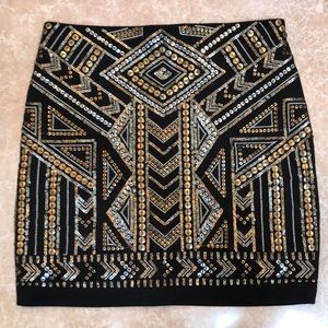 Black Sequined Mini Skirt